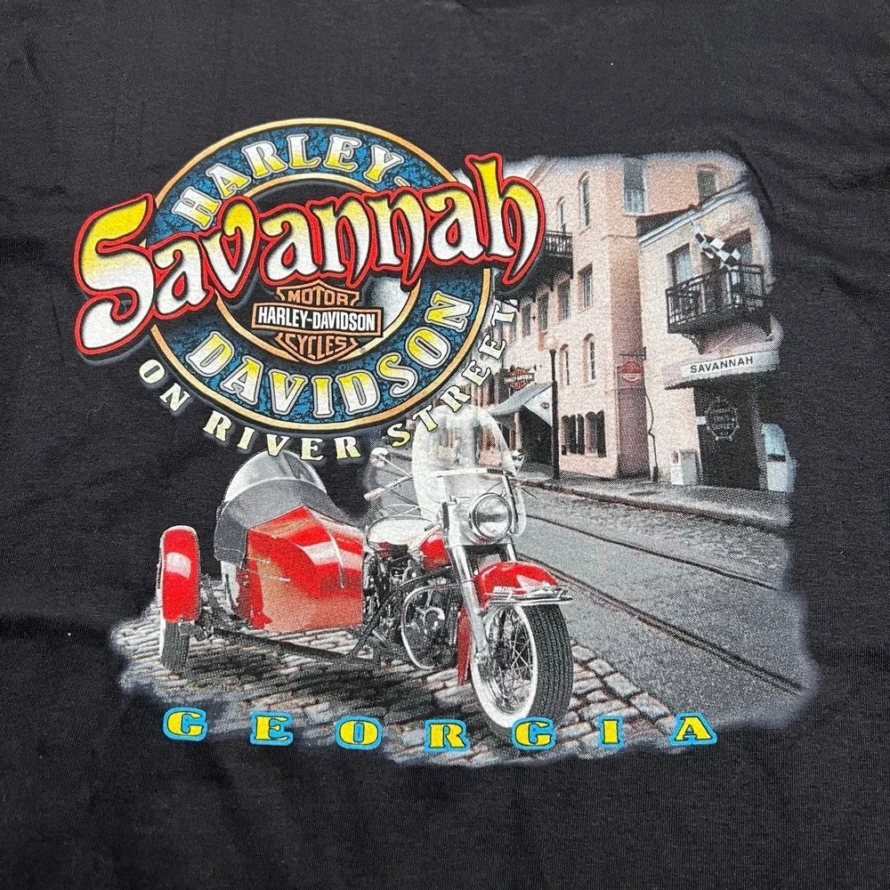 Harley-Davidson T-Shirt Mens XL Black Fat Boys Dominate Savannah GA 2002 Vintage